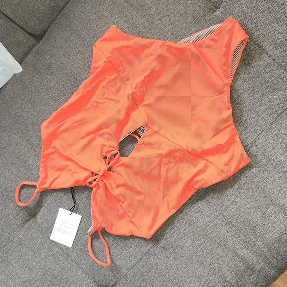 New acacia swimwear red persimmon ribbed kokomo fullpiece one piece swim suit XL - Picture 9 of 11